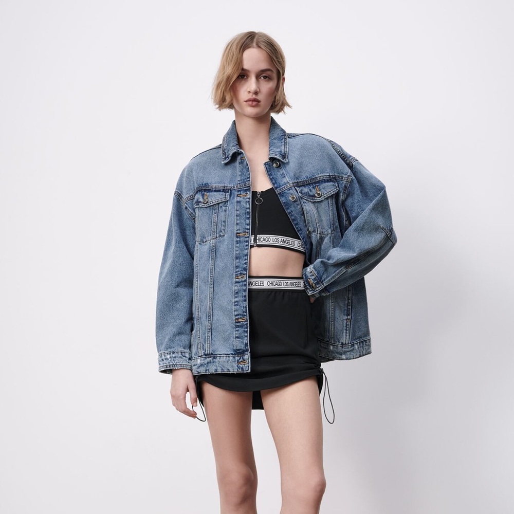 ZARA oversized jeans jacket, like new condition, washed effect, size S fit S-M
